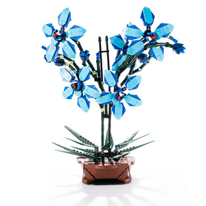 Blue Cymbidium Potted Plant <b>Building</b> <b>Blocks</b> 800 Pieces High Simulation DIY Indoor Ornament Artificial Plant Toy - Product Image 1