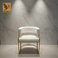 Fauteuil d'appoint moderne en PU blanc durable avec structure dorée, fauteuil individuel de luxe pour la maison et les zones de réception