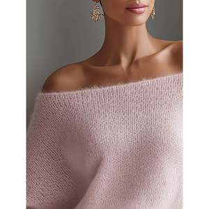 Suéter Transparente con Mangas de Murciélago Rosa, Top de Moda para Mujer - Product Image 4
