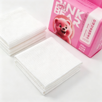 Lingettes jetables Jiaenbao à motif ours, en tissu non tissé doux et respectueux de la peau, pour le visage, usage humide et sec, série 300g, grand format