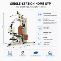 Machine Smith multifonctionnelle en acier à poste unique pour usage domestique avec exercices de soulevé de jambe et de bras papillon