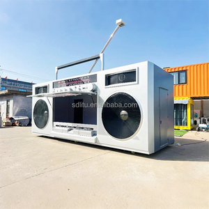 Carretto Mobile Personalizzato per Caffè e Ristorazione, Stile Vintage con Radio Retrò, Food Truck per Gelati, Pizza e Birra in Vendita - Product Image 4