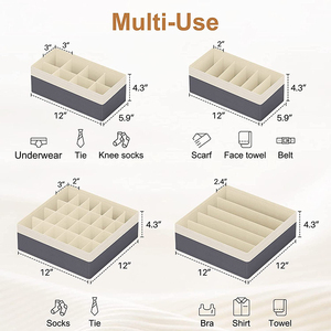 Caja de <span class=keywords><strong>ropa</strong></span> <span class=keywords><strong>interior</strong></span> plegable de 4 piezas de nuevo diseño Cajas de almacenamiento de sujetador cuadrado con divisor <span class=keywords><strong>para</strong></span> armario Organizador de <span class=keywords><strong>ropa</strong></span> en <span class=keywords><strong>cajones</strong></span> - Product Image 2