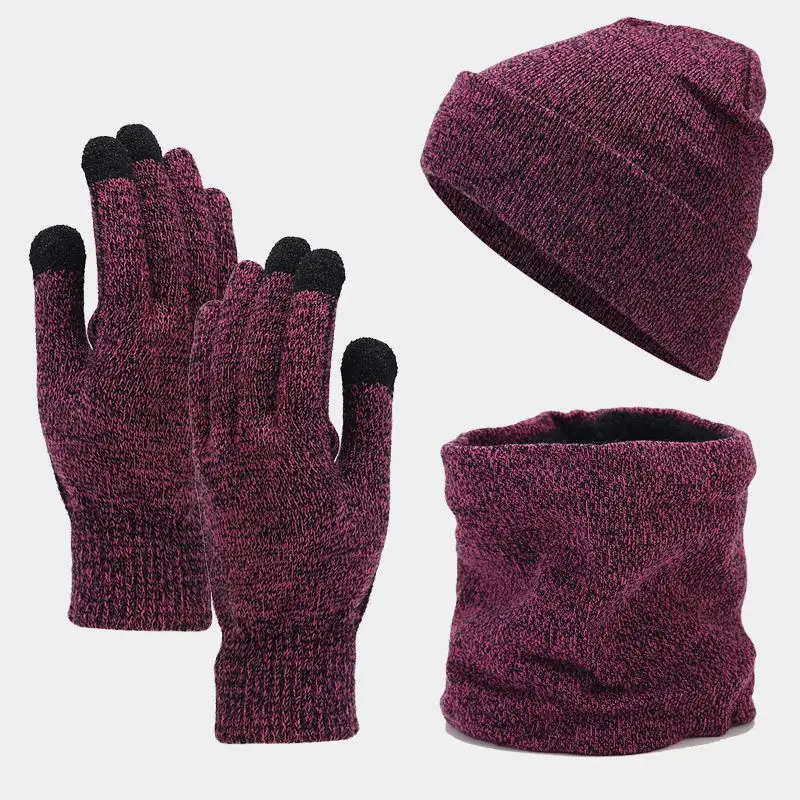 Bonnet tricoté en polaire avec logo brodé personnalisé en acrylique OEM 100%, gants pour écran tactile, cache-cou, ensemble écharpe et chapeau d'hiver à carreaux