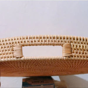 Eco-Friendly Autumn Rattan Woven Round <b>Tray</b> Set of 2 Versatile Food Serving Platter for Coffee <b>Table</b> Kitchen Storage - Product Image 5