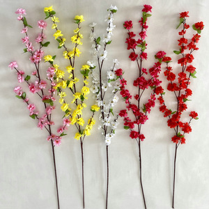 ดอกไม้ประดิษฐ์ ดอกพีชไหม ยี่ห้อ Queyiyi ความยาวกิ่ง 117 ซม. สำหรับตกแต่งงานแต่งงานและบ้าน 60 หัว หลายสี - Product Image 4