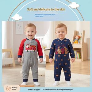 Vêtements pour bébé, combinaison en coton avec fermeture éclair pour tous les nouveau-nés, tenue pour bébé garçon, 6-24 mois, barboteuses dinosaures - Product Image 3