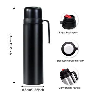 1000ml inoxidable kim loại nước chai termos chai xử lý chân không <span class=keywords><strong>Flask</strong></span> cup nhiệt <span class=keywords><strong>Flask</strong></span> cho nước nóng lạnh giữ chức năng nóng - Product Image 1