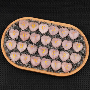 Cristal naturel pierre de Quartz Rose 30mm gravé lettre initiale mot inspirant énergie de guérison <span class=keywords><strong>Reiki</strong></span> fabrication de bijoux idée cadeau - Product Image 2