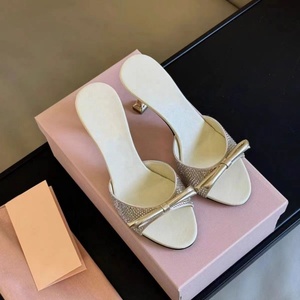 2026 New Style Rhinestone Elegant <b>High</b> <b>Heel</b> Sandals Women's Slim <b>High</b> <b>Heel</b> Fashion Designer <b>Slippers</b> - Product Image 2