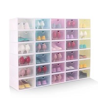 Boîte à chaussures transparente épaisse et grande, anti-poussière et anti-humidité, pour ranger les chaussures, avec un tiroir à rabat, style armoire à chaussures