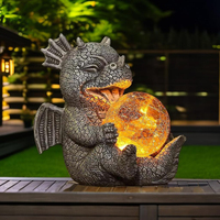 Estatua de dragón de jardín, escultura de resina para exteriores con energía Solar con bola de cristal, decoración para el hogar, decoración navideña, clasificación IP65