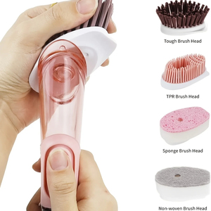Juego de cepillos para platos dispensadores de jabón de fácil limpieza, cabezal duradero, soporte práctico, perfecto para fregaderos, ollas, sartenes y platos - Product Image 5