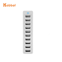 Chargeur USB universel portable à 10 ports pour téléphones mobiles de bureau avec bloc adaptateur CE/UKCA, 5V/12A 60W pour plusieurs appareils