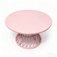 Table ronde en rotin colorée faite à la main de haute qualité pour enfants, table C rose écologique pour événements et fêtes
