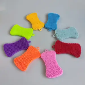 Silicone Dish Sponge Washing Brush Scrubber Household Cleaning Sponges pose