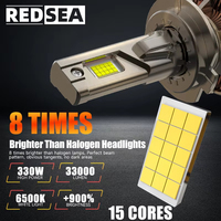 Phare LED REDSEA prix usine R33 330W 100000 lumens OEM 3 tubes en cuivre H1 H4 H11 9005 9006 9012 Canbus H7 Ampoule LED pour voiture