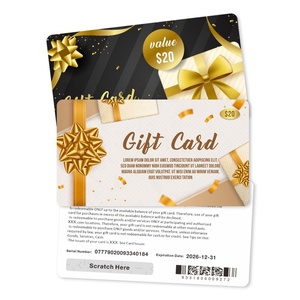 Printing Paper Gift <b>Card</b> Top-Up Customization Rechargeable <b>Gold</b> Design Scratch-Off Coating Password - Product Image 1