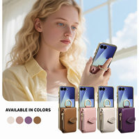 Étui pour téléphone Samsung Z Flip 8 avec porte-cartes, miroir de maquillage et protection anti-chute, compatible avec Samsung Z Flip 7 6