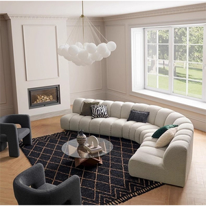 Juego de Sofás Seccionales Curvos Modulares Modernos en Forma de C de Estilo Nórdico, Tapizado en Tela Teddy, <span class=keywords><strong>5</strong></span> <span class=keywords><strong>Plazas</strong></span>, para Sala de Estar - Product Image 1