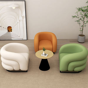 Sillón Individual de Estilo Nórdico con Relleno de Espuma Redonda para Sala de Estar, Ideal para Niños - Product Image 4