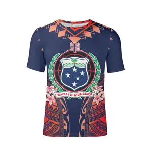 Mode Desgin polynésien américain Samoan drapeau Tribal noir/bleu motif uni T-shirt hommes à manches courtes pour hommes haut élégant