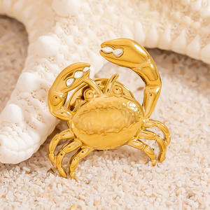 Sumvintage Vintage yaz okyanus su geçirmez yengeç 18K altın kaplama paslanmaz çelik olmayan solma broş moda takı - Product Image 4