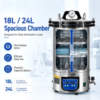 Autoclave Portátil de Acero Inoxidable para Laboratorio, Esterilizador a Vapor a Presión, 18L 24L, Máquina Esterilizadora de Alta Temperatura