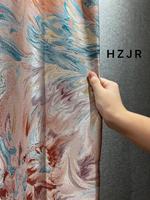 Nouvelle collection 2022 : Tissu jacquard abstrait rose de luxe léger, haute précision, pour rideaux et vêtements