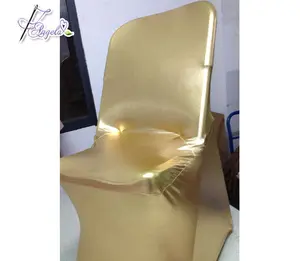 Fundas de LICRA para silla, cubiertas de tela elástica con revestimiento dorado brillante, metálicas, baratas