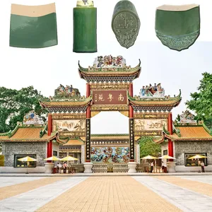 Longue durée de vie temple pavillon villa style chinois classique émaillé jaune tuile bâtiments hôtels toiture en céramique