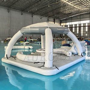 インフレータブルフローティングドックボートプラットフォームアイランドウォーターパーク、リラックスのためのインフレータブルフローティングボート - Product Image 3