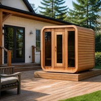 Cabine de sauna infrarouge lointain électrique moderne en bois massif pour l'extérieur, salle de vapeur, studio de bien-être en bois pour la maison et l'hôtel