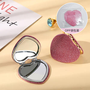 Miroir cosmétique double face Miroir à main en forme de cœur Miroir compact en forme de cœur - Product Image 3