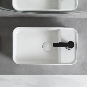 Vente d'usine Lavabo rectangulaire blanc en céramique Facile à nettoyer Lavabo de comptoir pour <span class=keywords><strong>petite</strong></span> salle de bain - Product Image 3