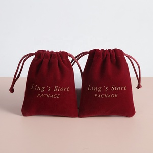 9*12cm Gold Silk Printed Wholesale Velvet Drawstring Bag Cosmetic Package Velvet Suede Jewelry Pouch Dust Gift <b>Makeup</b> Bag - Product Image 5