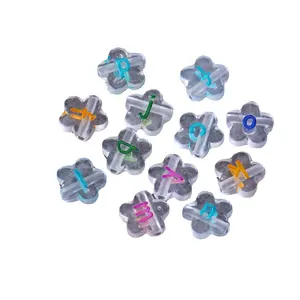 New acrylic plum blossom transparent color English letter beads DIY accessories spacer 100/bag