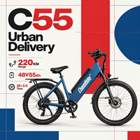 Vélo électrique commercial OEM Chamrider 48V 55Ah, pneus larges 26x3.0, couple élevé 80Nm, frein à disque hydraulique, vélo de livraison C 55