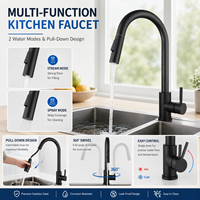 Robinet d'eau en acier inoxydable moderne de luxe noir mat sur pied, monotrou, avec rotation à 360 degrés