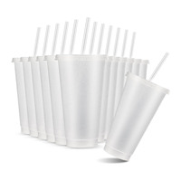 Gobelet en plastique PP transparent scintillant, écologique, jetable, avec logo personnalisable, avec couvercle et paille pour les fêtes d'anniversaire