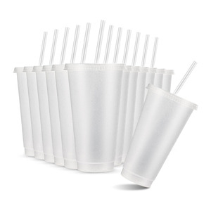 Gobelet en plastique PP transparent scintillant, écologique, jetable, avec logo personnalisable, avec couvercle et paille pour les fêtes d'anniversaire - Product Image 3