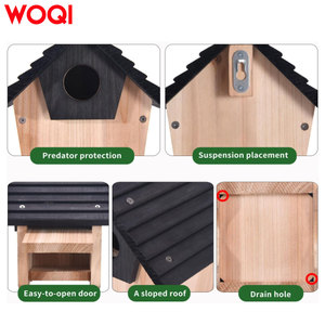 Comedero para Pájaros de Madera Hecho a Mano WOQI, Tradicional, para Montar en la Pared, Casa de Descanso, Decoración Popular para Jardín y Hogar, Comedero para Pájaros Colgante - Product Image 3