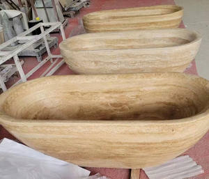 <span class=keywords><strong>Vasca</strong></span> da bagno in marmo di pietra travertino italiana autoportante di alta qualità in vendita - Product Image 2