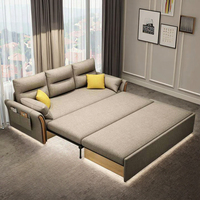 Sofá Cama Futón Cuadrado Plegable Morado Moderno de 3 Plazas con Tapicería de Tela Rellena de Esponja y Estructura Metálica para Sala de Estar y Hoteles