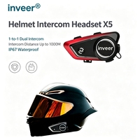 Helm Motor Inveer X5 1000M dengan Headset Interkom, Tahan Air IPX67, Sistem Komunikasi Motor untuk Bicara Dua Arah