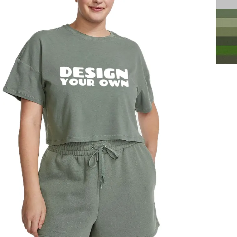 Los fabricantes de ropa personalizan su propia camiseta de marca de diseño, superventas, camiseta de gran tamaño informal en blanco de algodón puro 100% para mujer
