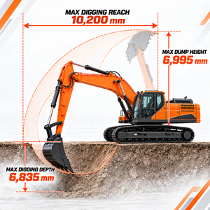 क्रॉलर खुदाई DX260LC-7M 26 टन हाइड्रोलिक खुदाई के लिए 1.28m3 बकेट 132kw इंजन - Product Image 3