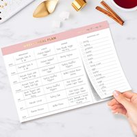 Bloc de notas para lista de comestibles, planificador de comida semanal, rosa, ''10x7, almohadilla magnética para planificación de comida, con apagado de las compras para hacer lista