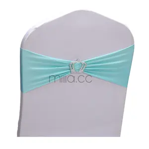 Elastic Stretch Chair Cover Sashes Spandex Wedding Chair Bands With Crown Buckle
