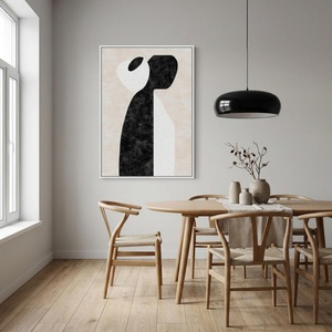 Peinture abstraite en noir et blanc sur toile texturée, grande œuvre d'art murale pour la décoration du salon et de la chambre à coucher, vente en gros - Product Image 1
